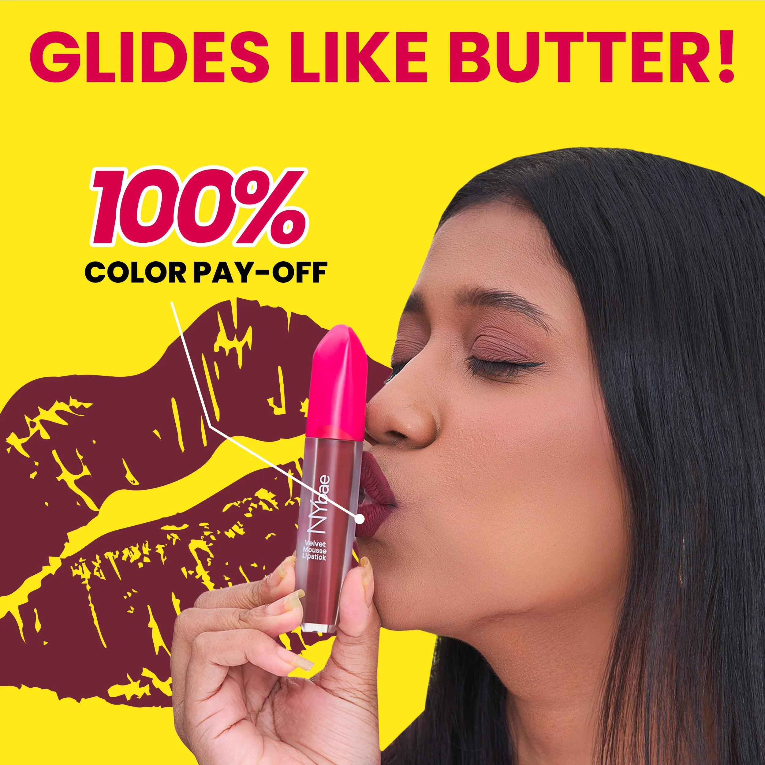 NY Bae Velvet Mousse Liquid Lipstick - Sexy Sangria 04 (6.5ml) | Velvet Matte Finish | Transferproof | Smudgeproof | Ultra Light | Smooth | Moisturising Wine Lipstick