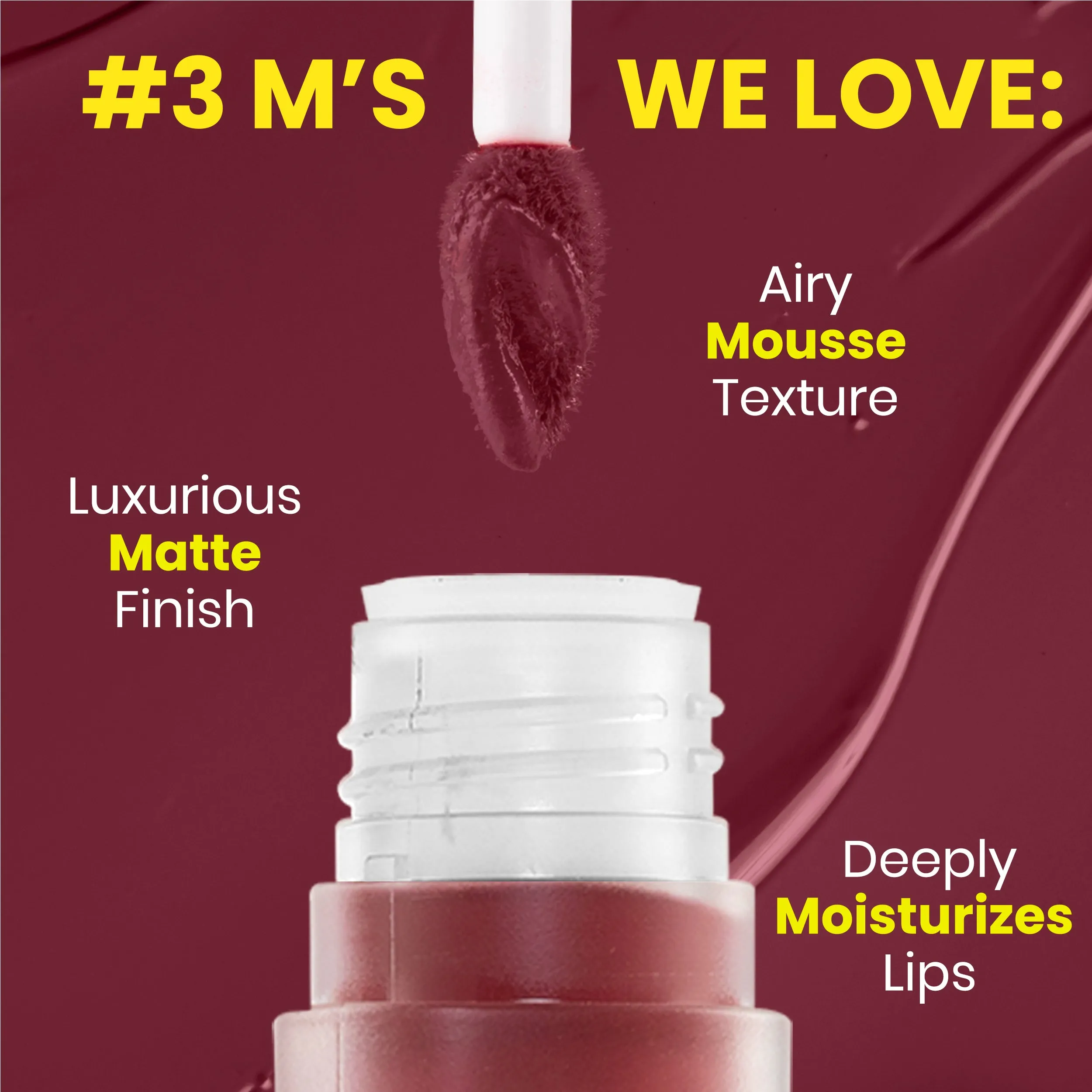 NY Bae Velvet Mousse Liquid Lipstick - Sexy Sangria 04 (6.5ml) | Velvet Matte Finish | Transferproof | Smudgeproof | Ultra Light | Smooth | Moisturising Wine Lipstick