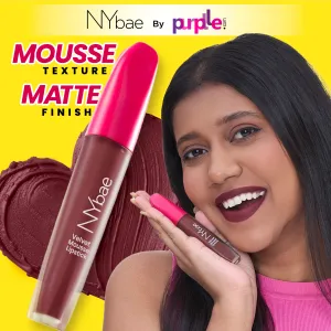 NY Bae Velvet Mousse Liquid Lipstick - Sexy Sangria 04 (6.5ml) | Velvet Matte Finish | Transferproof | Smudgeproof | Ultra Light | Smooth | Moisturising Wine Lipstick