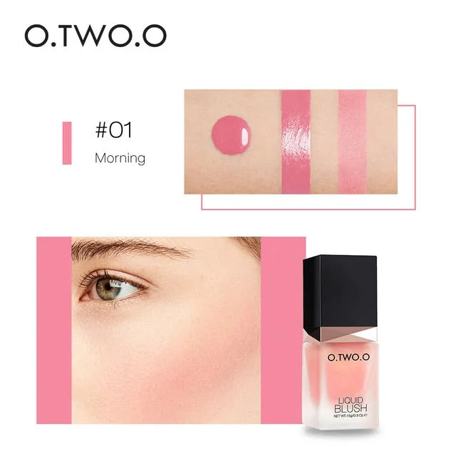 O.TWO.O Liquid Blusher 6 Color Face Makeup Silky Lasting Natural Cheek Rouge Rose Peach Red Color Shimmer Blush Cream Cosmetics