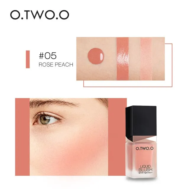 O.TWO.O Liquid Blusher 6 Color Face Makeup Silky Lasting Natural Cheek Rouge Rose Peach Red Color Shimmer Blush Cream Cosmetics