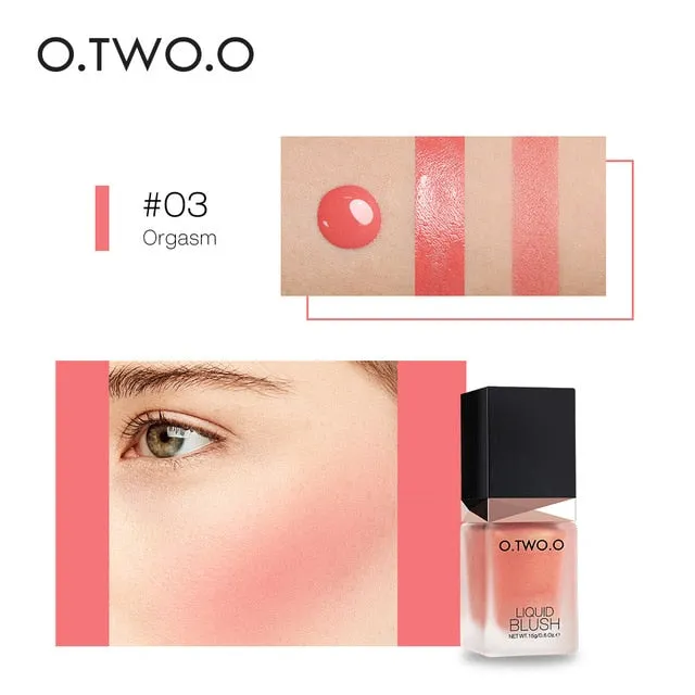 O.TWO.O Liquid Blusher 6 Color Face Makeup Silky Lasting Natural Cheek Rouge Rose Peach Red Color Shimmer Blush Cream Cosmetics