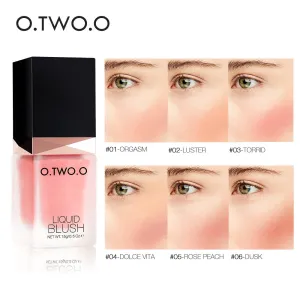 O.TWO.O Liquid Blusher 6 Color Face Makeup Silky Lasting Natural Cheek Rouge Rose Peach Red Color Shimmer Blush Cream Cosmetics