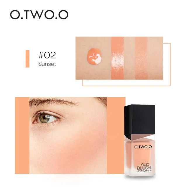 O.TWO.O Liquid Blusher 6 Color Face Makeup Silky Lasting Natural Cheek Rouge Rose Peach Red Color Shimmer Blush Cream Cosmetics