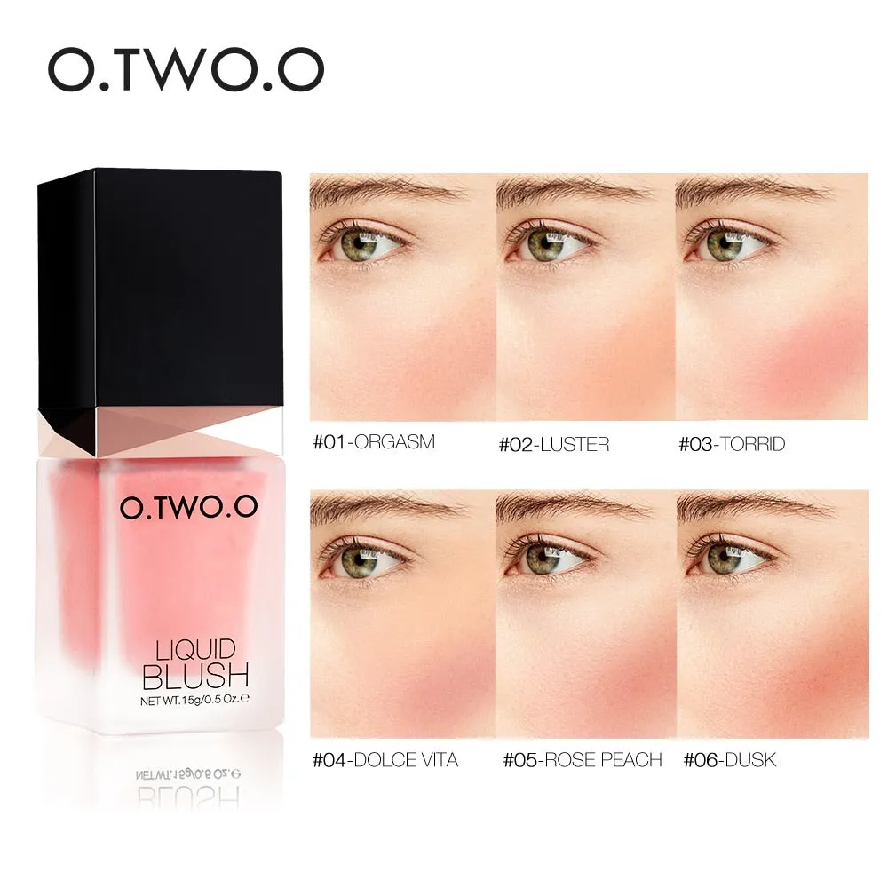 O.TWO.O Liquid Blusher 6 Color Face Makeup Silky Lasting Natural Cheek Rouge Rose Peach Red Color Shimmer Blush Cream Cosmetics
