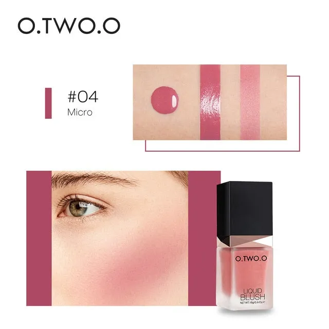 O.TWO.O Liquid Blusher 6 Color Face Makeup Silky Lasting Natural Cheek Rouge Rose Peach Red Color Shimmer Blush Cream Cosmetics