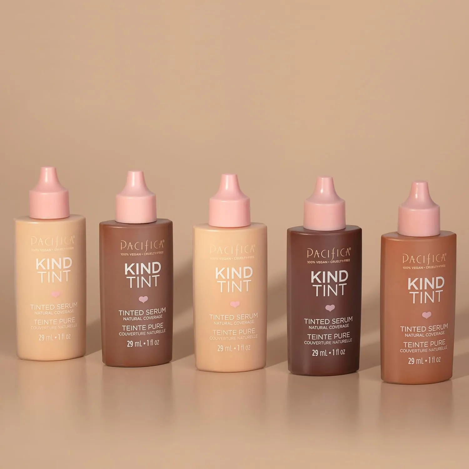 Pacifica Tinted Moisturizer  Kind Tint Serum, Lightweight Hydrating Foundation with Vegan Collagen & Hyaluronic Acid for Dewy Glow, Buildable Coverage, Vegan, 1 fl oz (Shade 08)