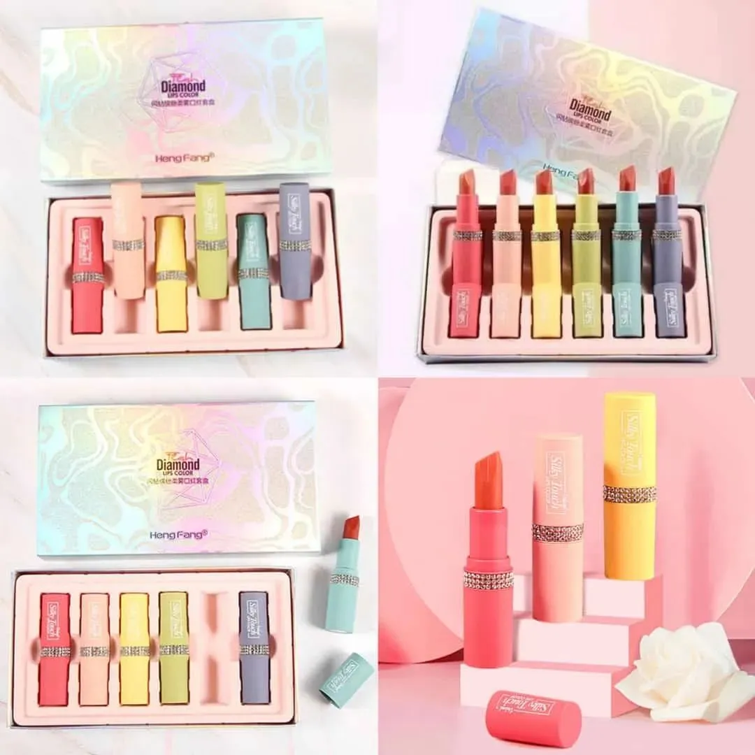 Pack of 6pcs MATTE DIAMOND DESIGN LIPSTICK