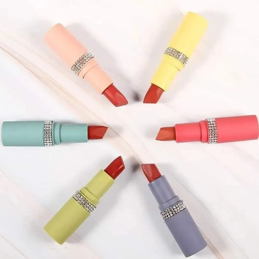 Pack of 6pcs MATTE DIAMOND DESIGN LIPSTICK