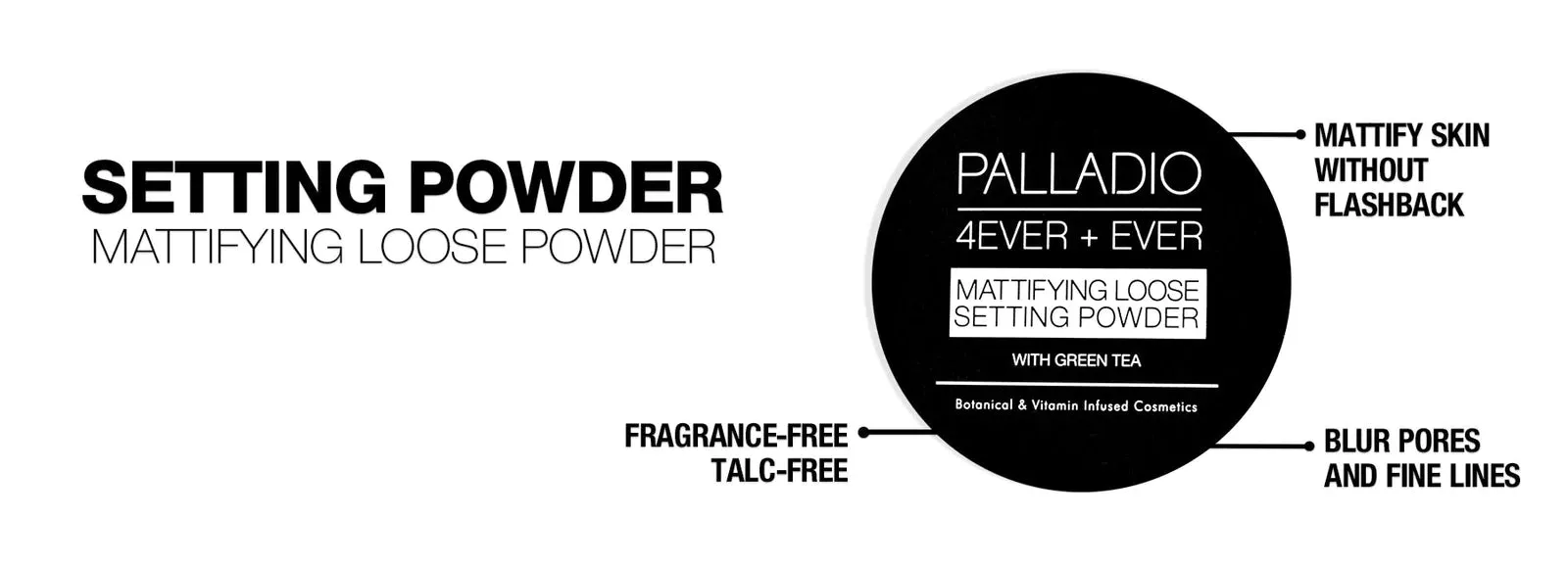 Palladio 4ever ever mattifying loose setting powder with green tea