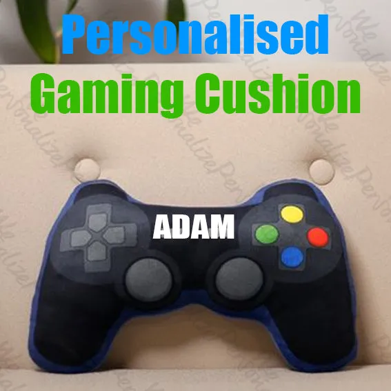PERSONALISED Gamer Cushion Kids 3D Game Controller Novelty Room Decor Gift
