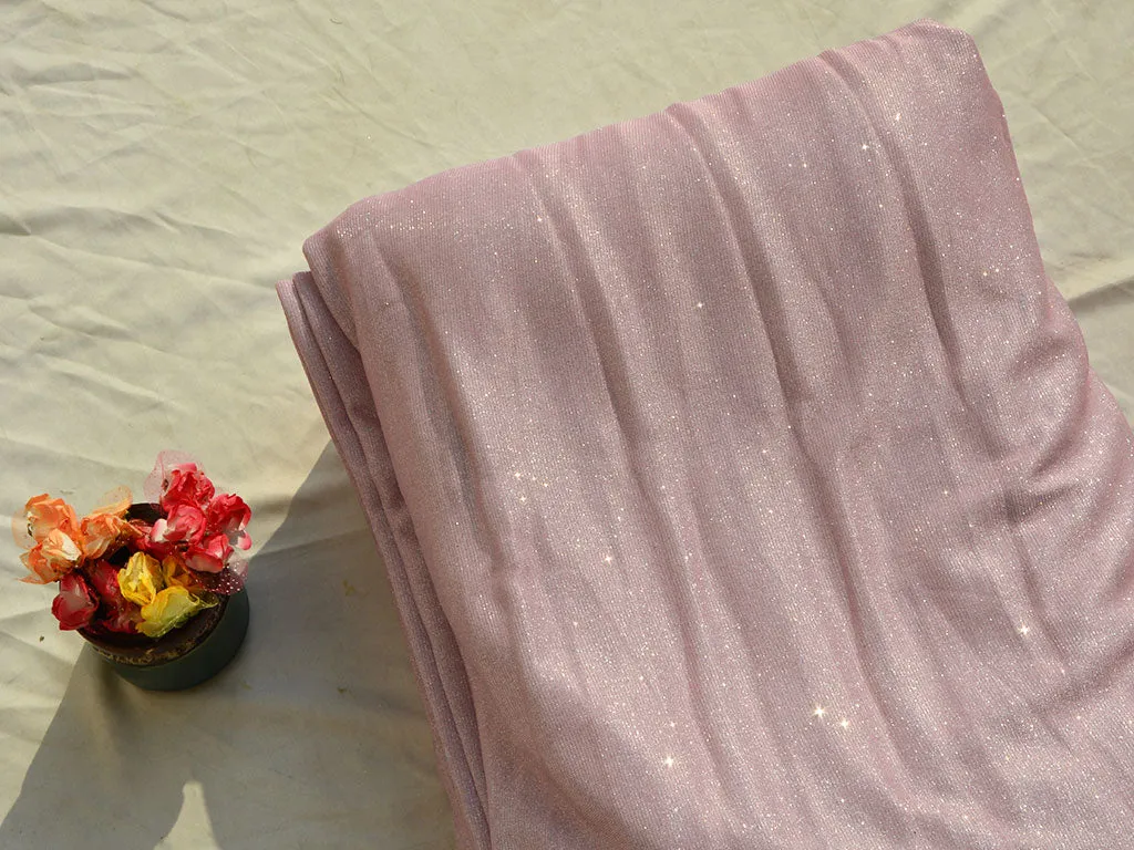 Pink Plain Geometric Shimmer Interlock Bonding Fabric