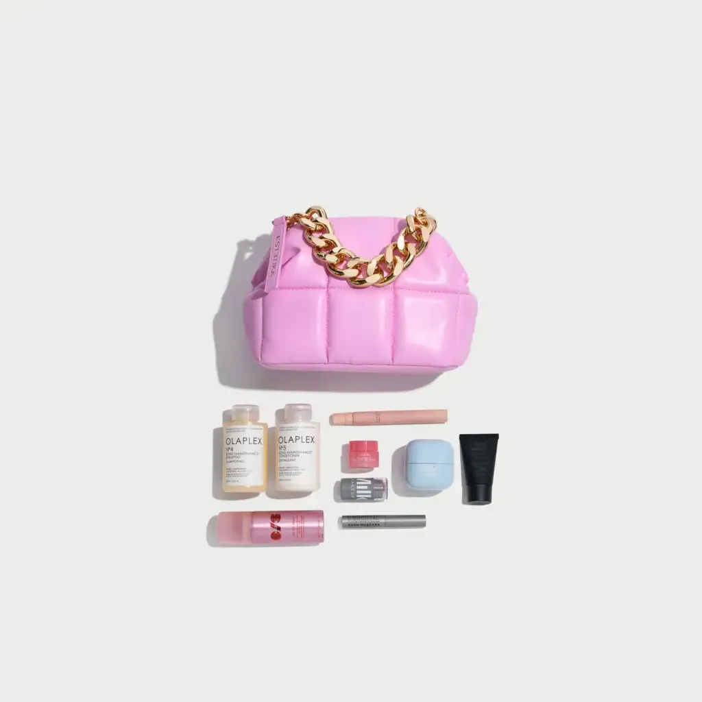Pink Quilted Makeup Clutch Bag - The BABEE