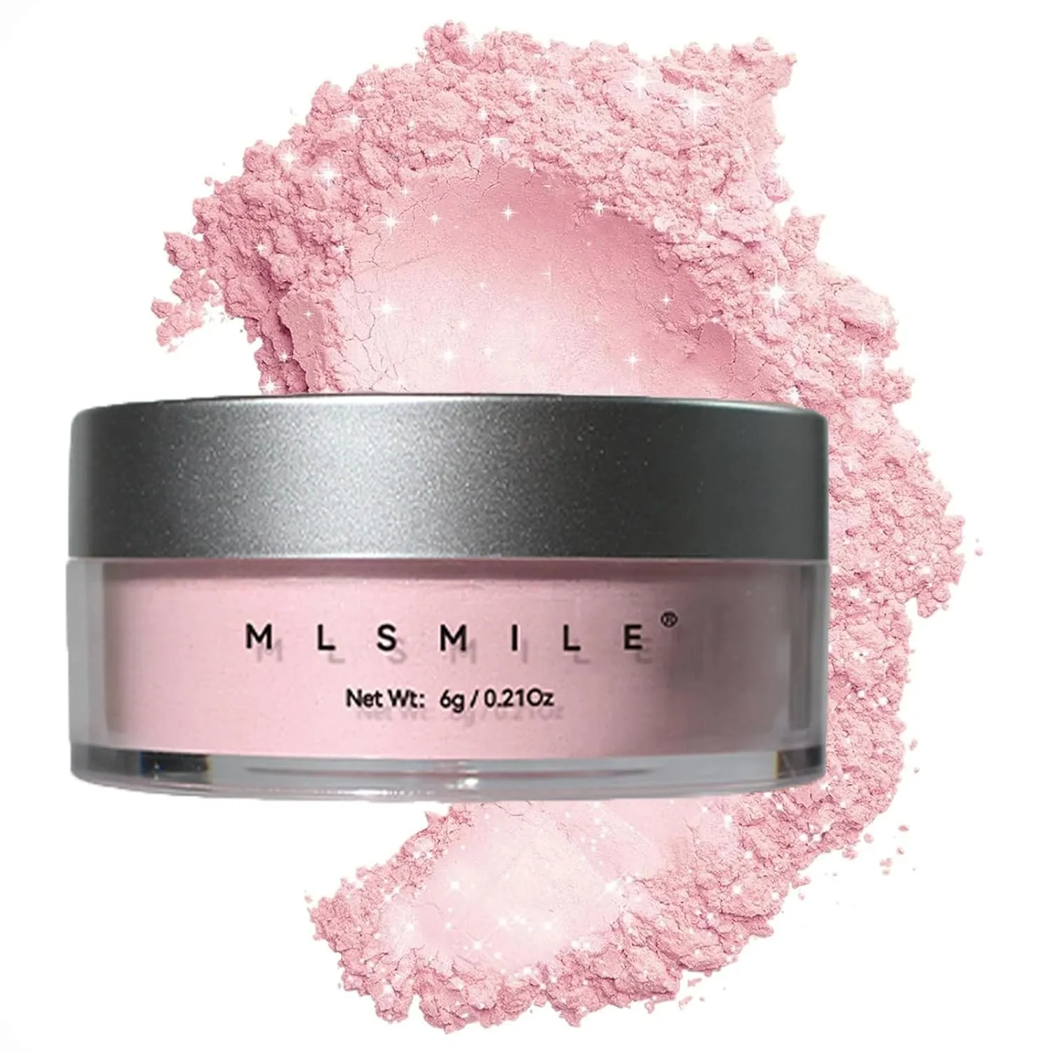 Pink Translucent Setting Powder,Natural Shimmer Sparkle Oil Control Waterproof Loose Face Powder Makeup,Long-Lasting Lightweight Glitter Finishing Powder for Body Face,Soft Flawless Finish