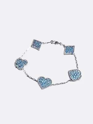 Poker Club Angel Zircon Gemstone Poker Bracelet/ Silver and Blue