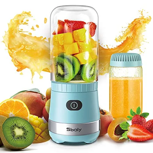 Portable Mini Blender, Personal Blender USB Rechargeable for Smoothies and Shakes with 2 Tritan BPA-Free Blender Cups, Small Smoothie Maker Protein Juice Blender Mixer (Blue)