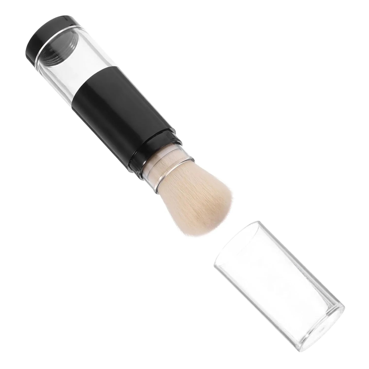 Portable Refillable Powder Brush Travel Container Makeup Brush for Loose Powder Blush Highlighter for Travel