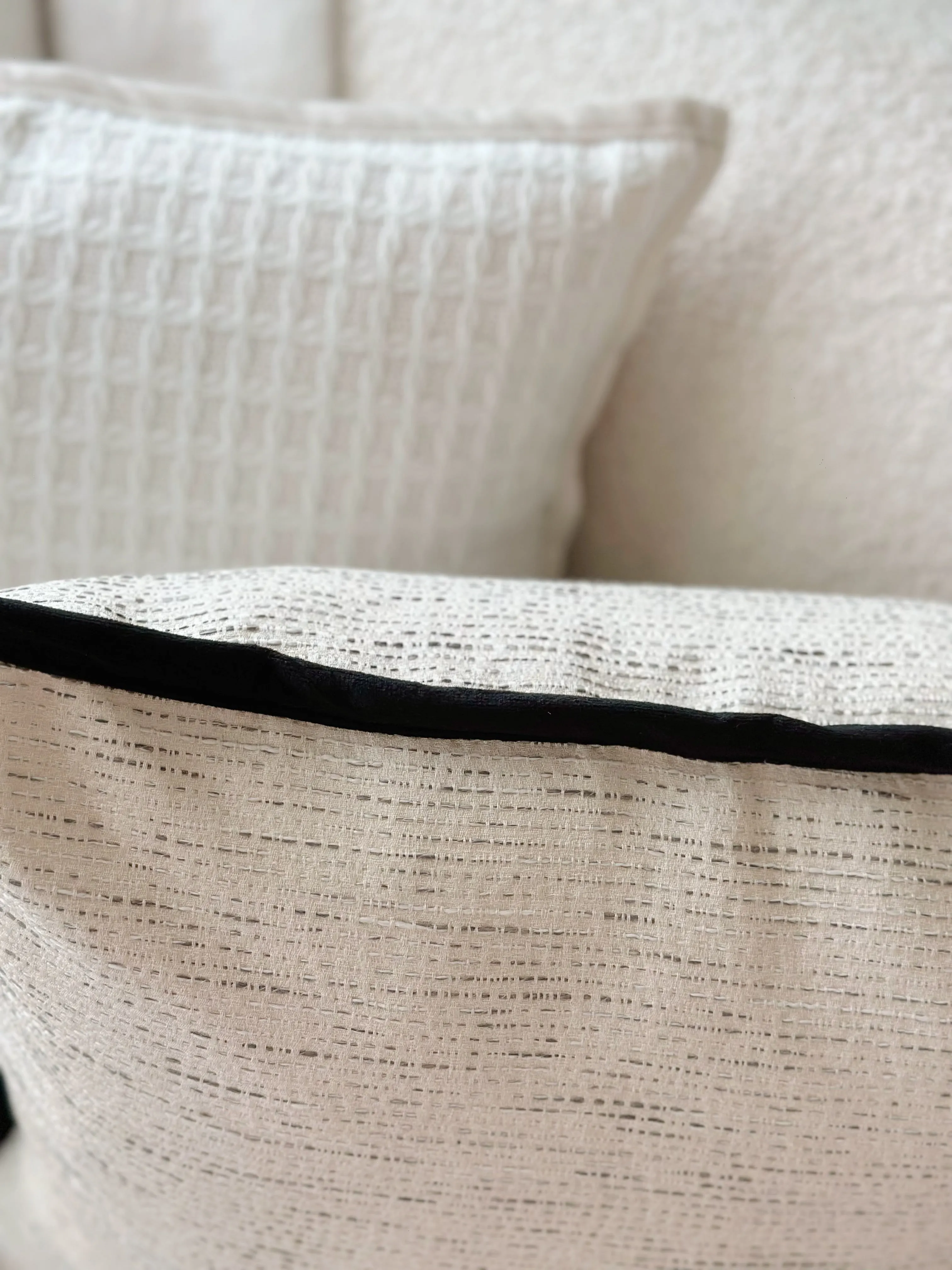 PRE-ORDER (26-31 Dec): Bordered Beige Textura Cushion Cove