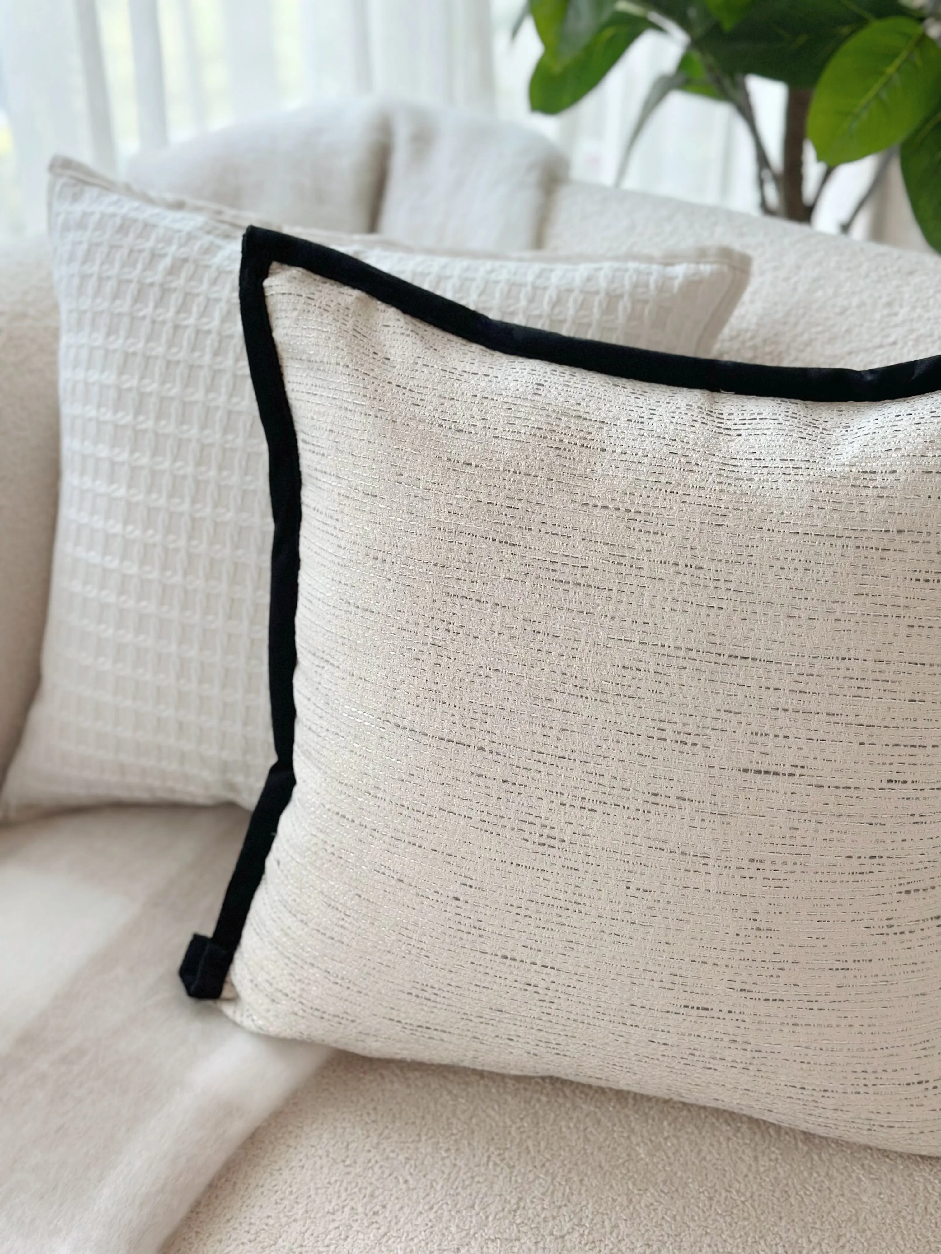 PRE-ORDER (26-31 Dec): Bordered Beige Textura Cushion Cove
