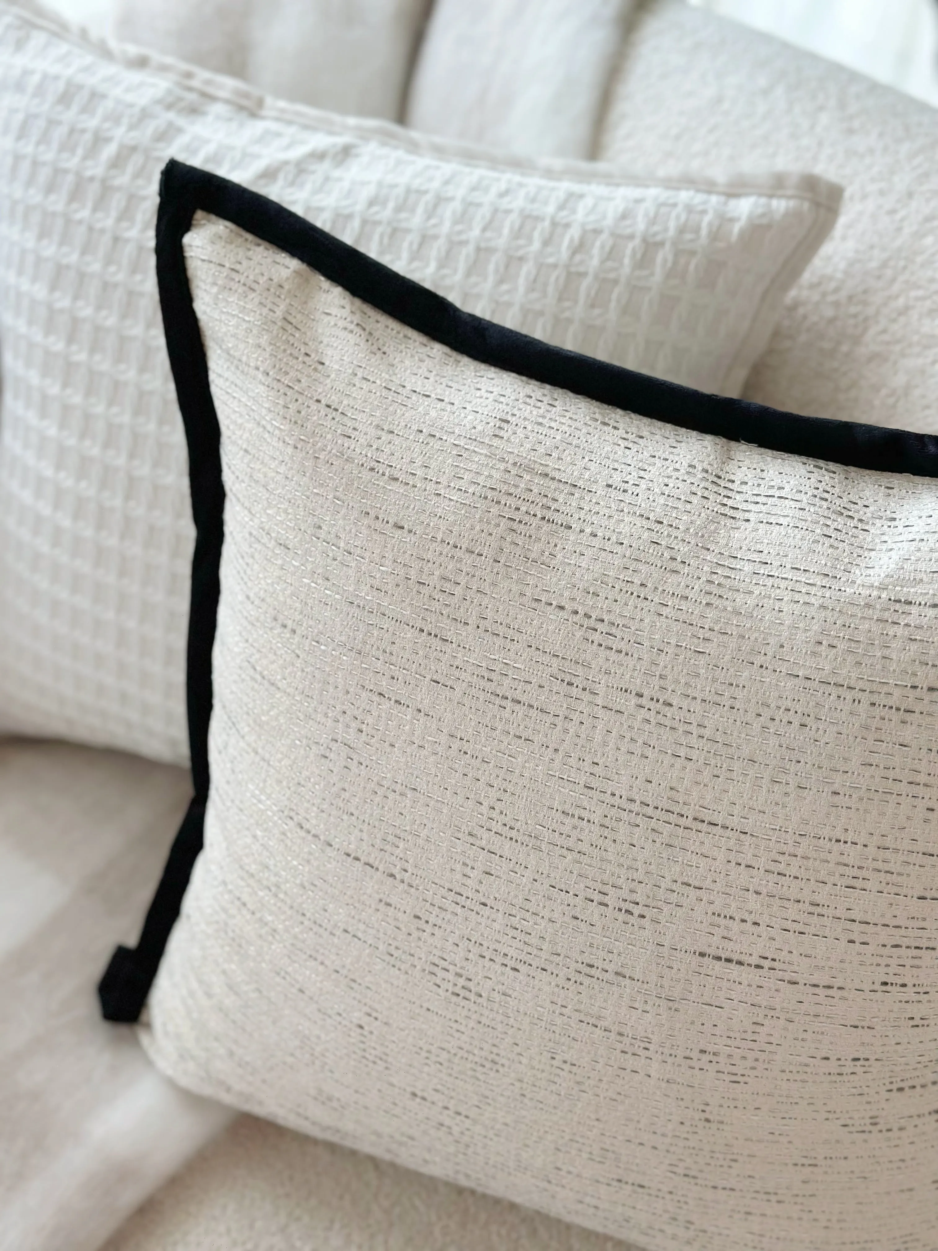 PRE-ORDER (26-31 Dec): Bordered Beige Textura Cushion Cove