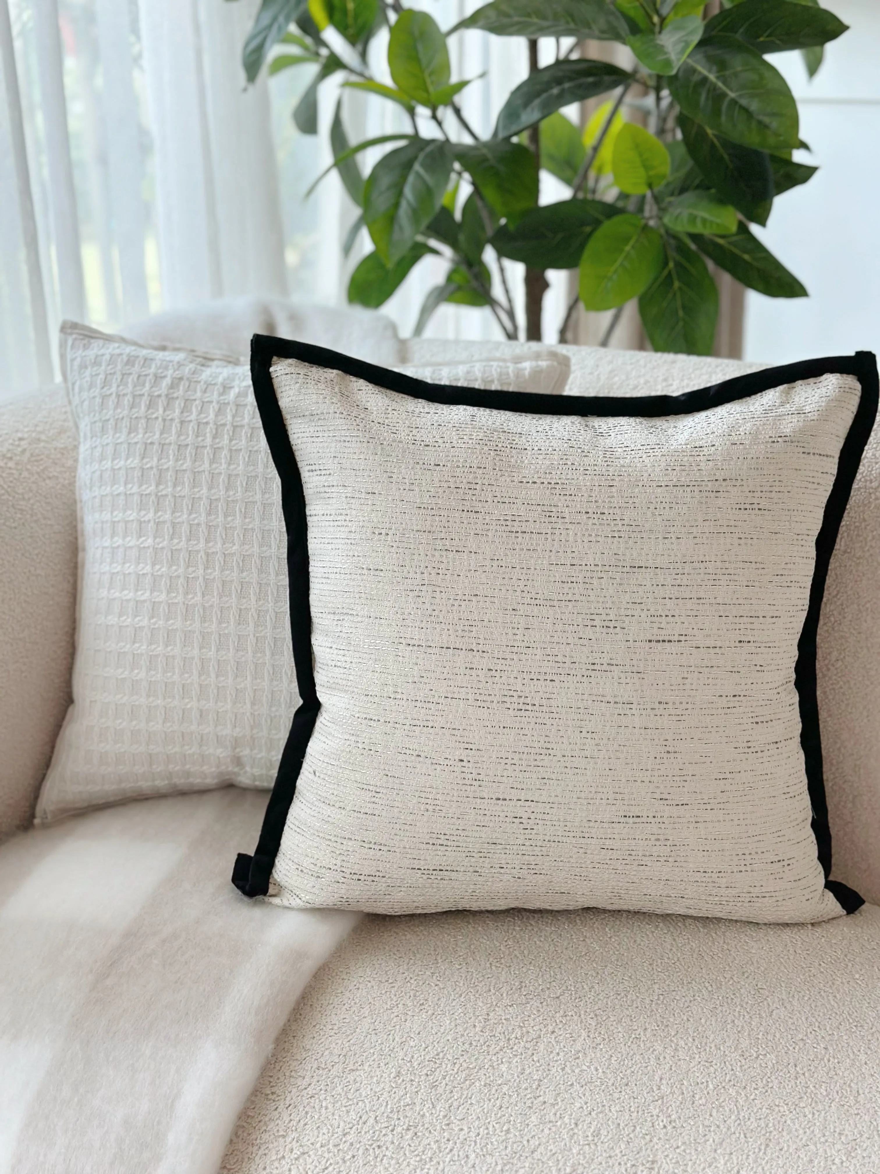 PRE-ORDER (26-31 Dec): Bordered Beige Textura Cushion Cove
