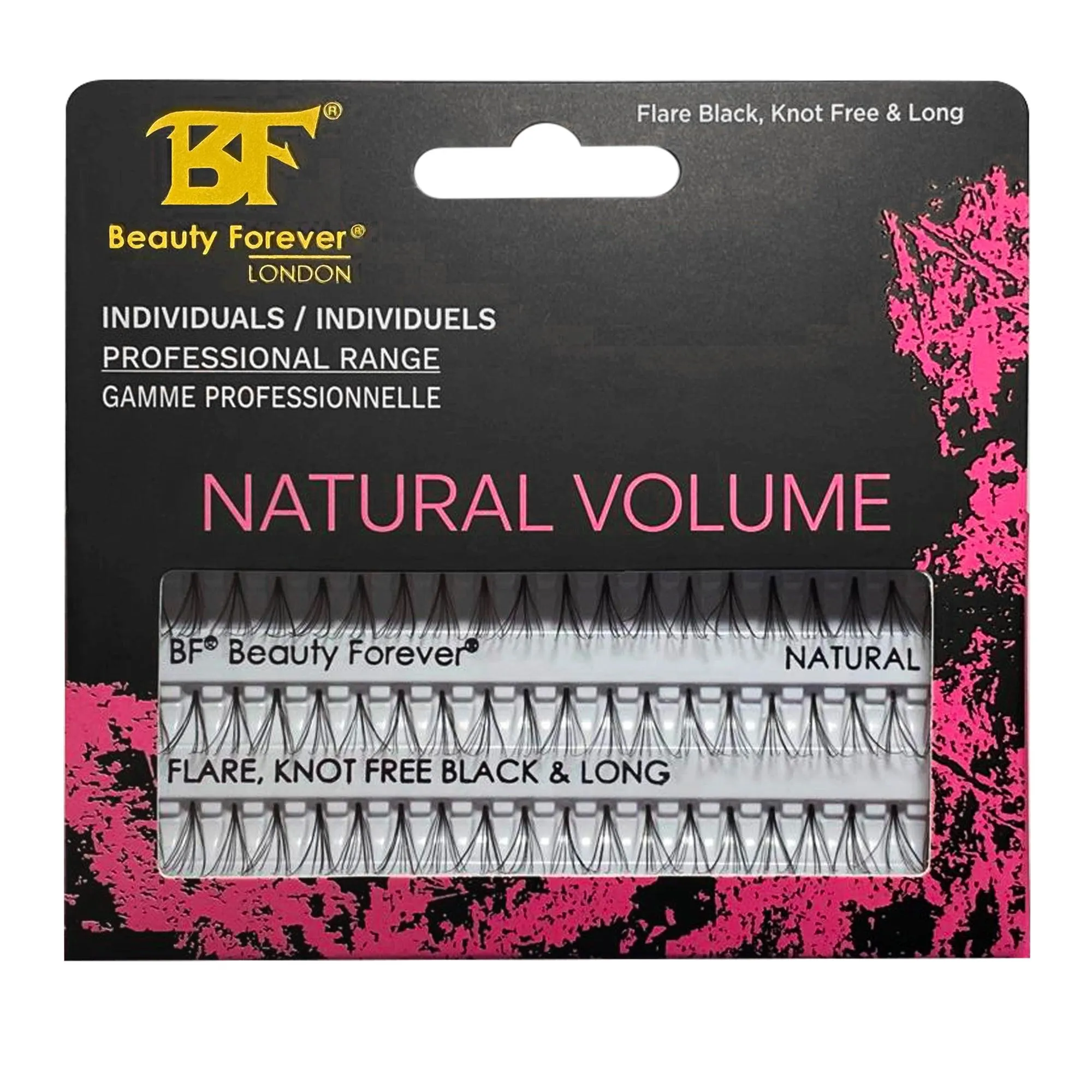 Professional Individual Lashes, 5 Ply Flare Black, Knot Free & Long For Natural Volume (BF1003-Long)
