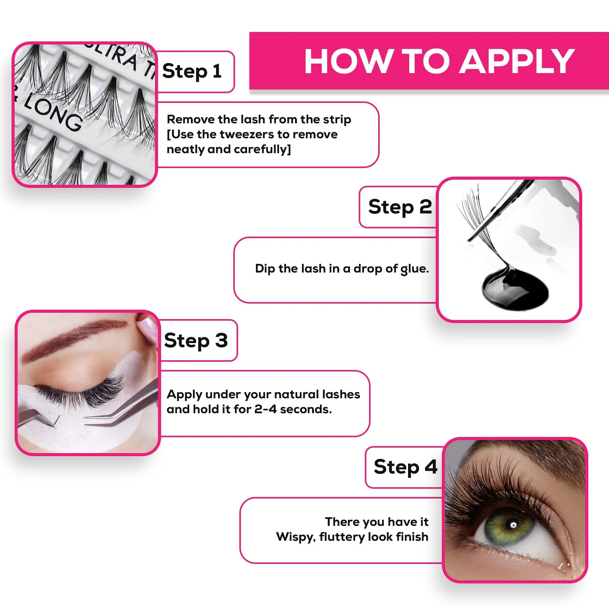 Professional Individual Lashes, 5 Ply Flare Black, Knot Free & Long For Natural Volume (BF1003-Long)