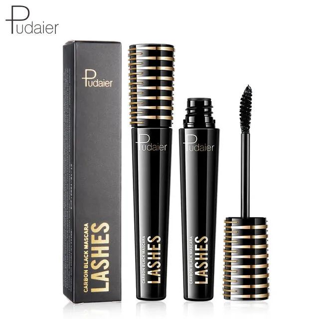 Pudaier 1PC 4d Silk Fiber Eyelash Mascara Carbon Black Long Lasting Waterproof Liquid Lash Extensions Mascara For Eyes Makeup