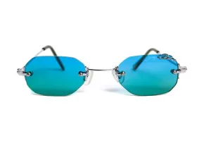 "Miss Me" Y2k Vintage Rimless Eyebrow Ring Micro Octogon Sunglasses