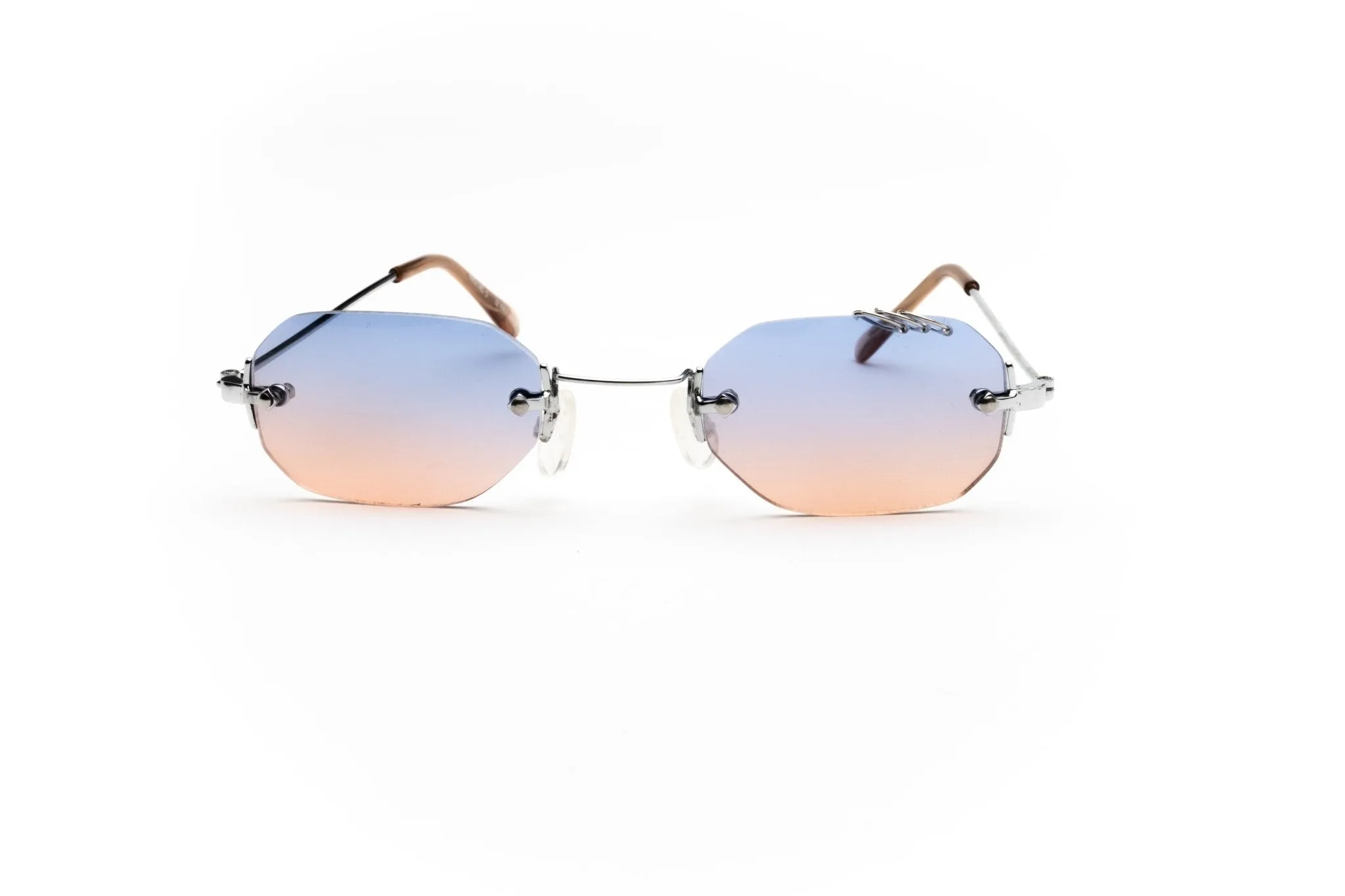 "Miss Me" Y2k Vintage Rimless Eyebrow Ring Micro Octogon Sunglasses