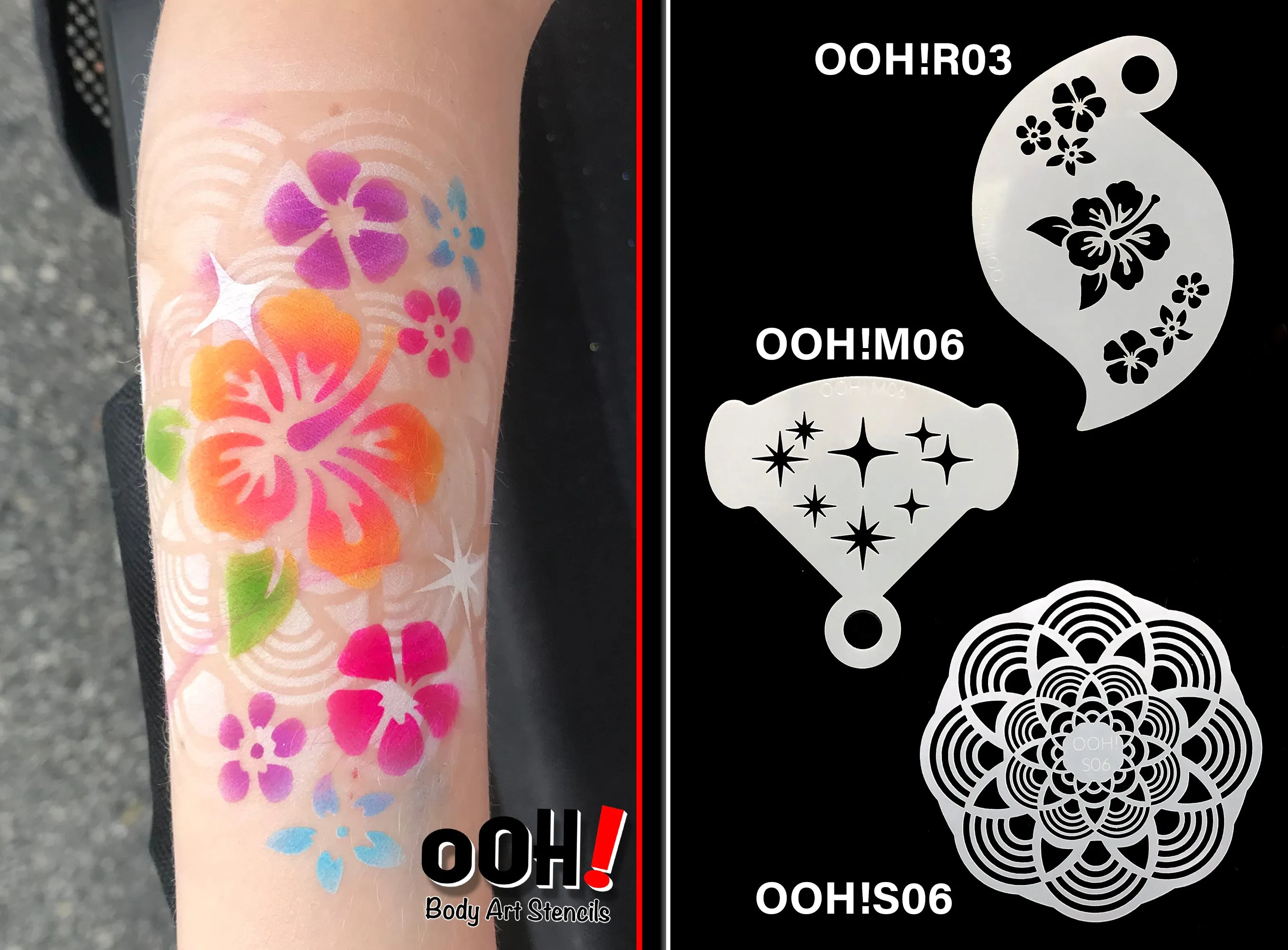 R03 Hibiscus Storm Face Paint Stencil