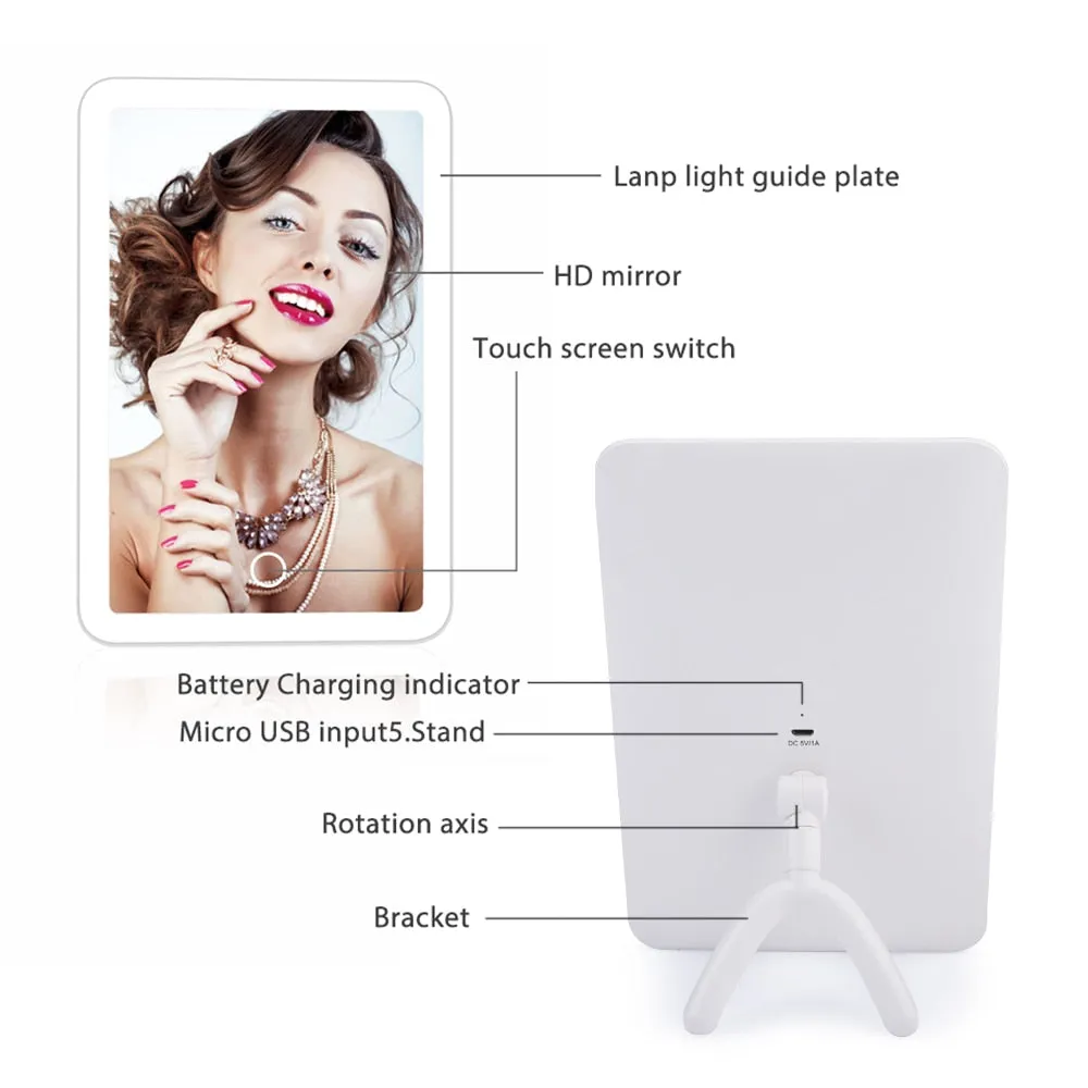 Rechargeable LED Touch Screen Makeup Mirror