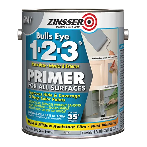 Rust-Oleum Zinsser® Bulls-Eye 1-2-3® Gray Primer 1 Gallon Gray