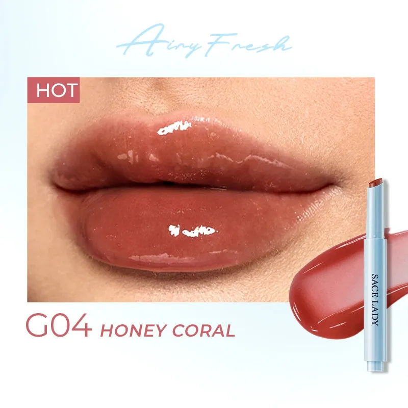 SACE LADY Glasting Gloss Lipstick – Moisturizing, High-Shine Lip Gloss Balm with Vitamin E & Plant Oils