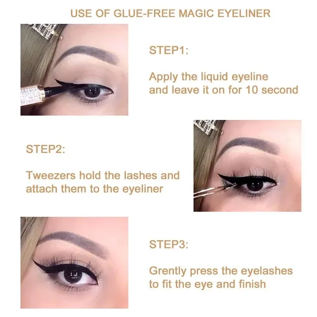 Self-adhesive Eyeliner Pen Multi-Use Glitter Liquid Lash Liner Eye Makeup