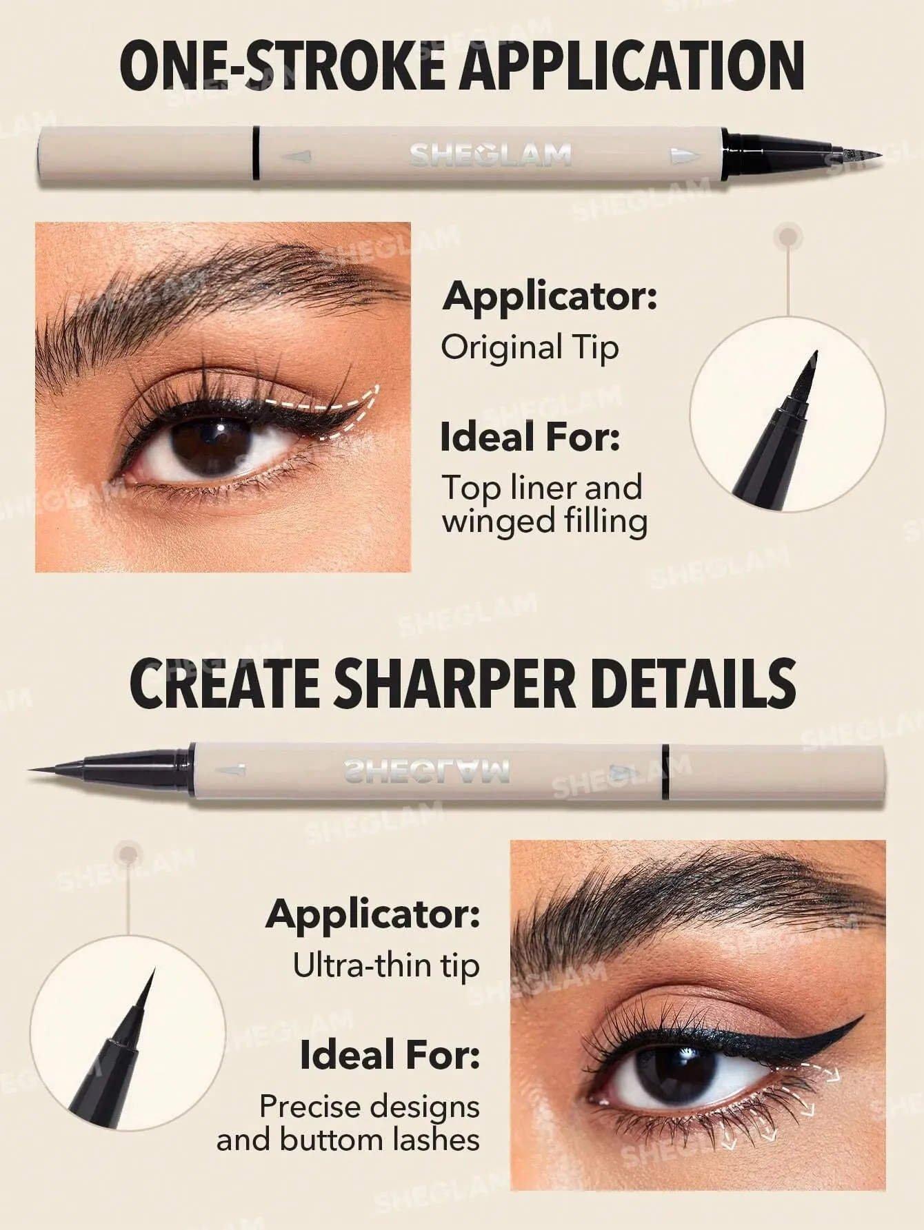 SHEGLAM Wing It Waterproof Liner Duo - Black 2 In 1 Waterproof Liquid Eyeliner