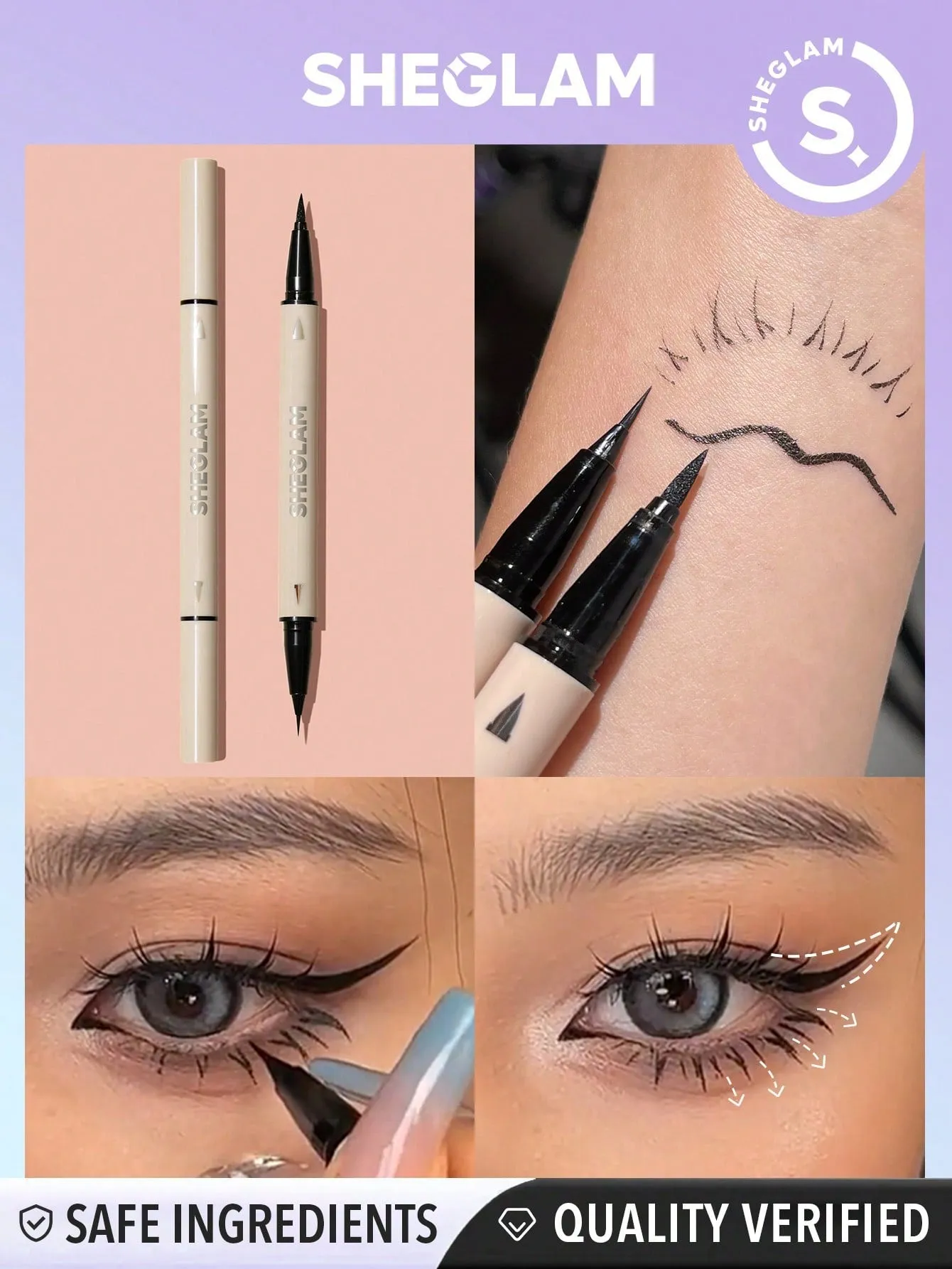 SHEGLAM Wing It Waterproof Liner Duo - Black 2 In 1 Waterproof Liquid Eyeliner