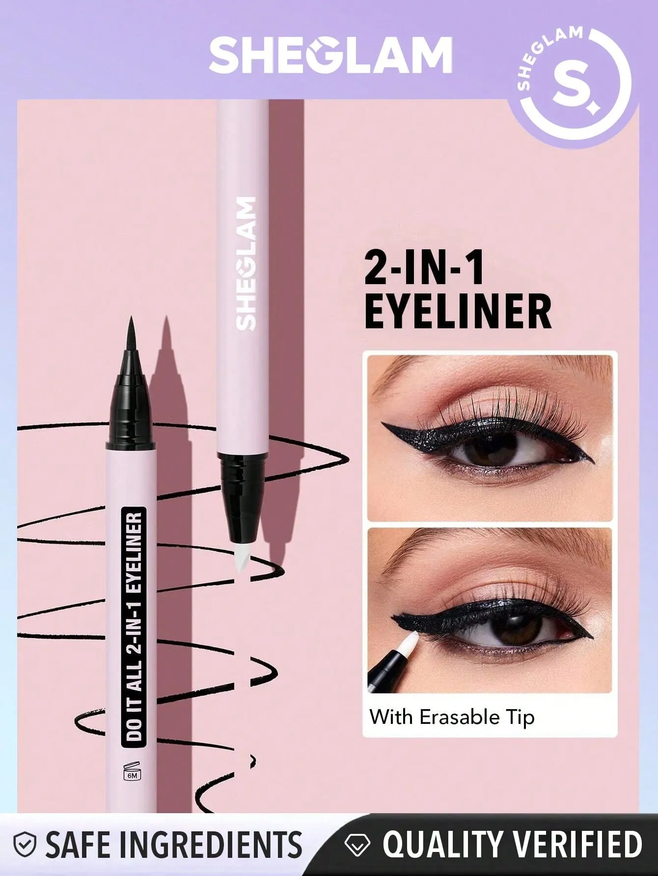 SHEGLAM Wing It Waterproof Liner Duo - Black 2 In 1 Waterproof Liquid Eyeliner