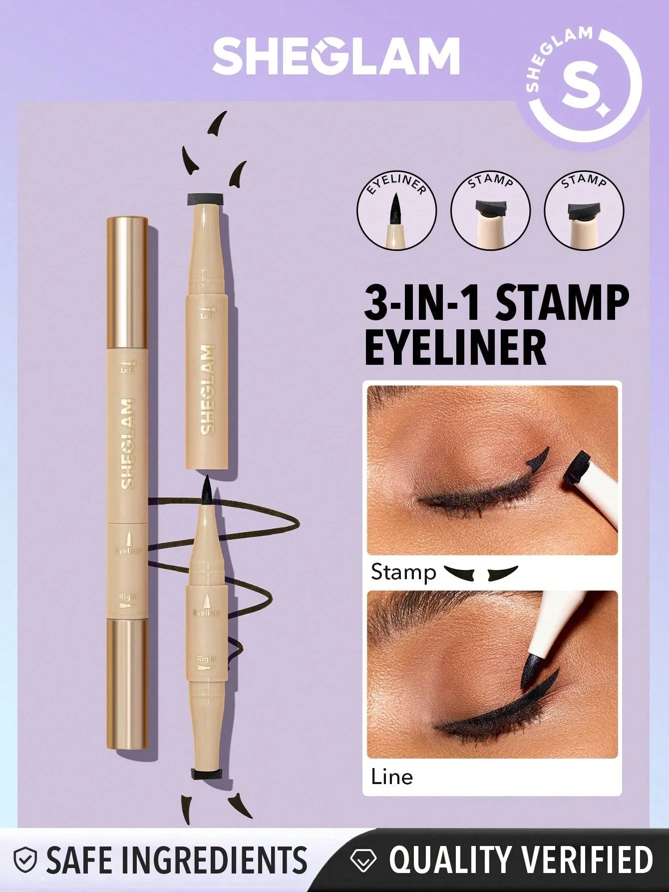 SHEGLAM Wing It Waterproof Liner Duo - Black 2 In 1 Waterproof Liquid Eyeliner