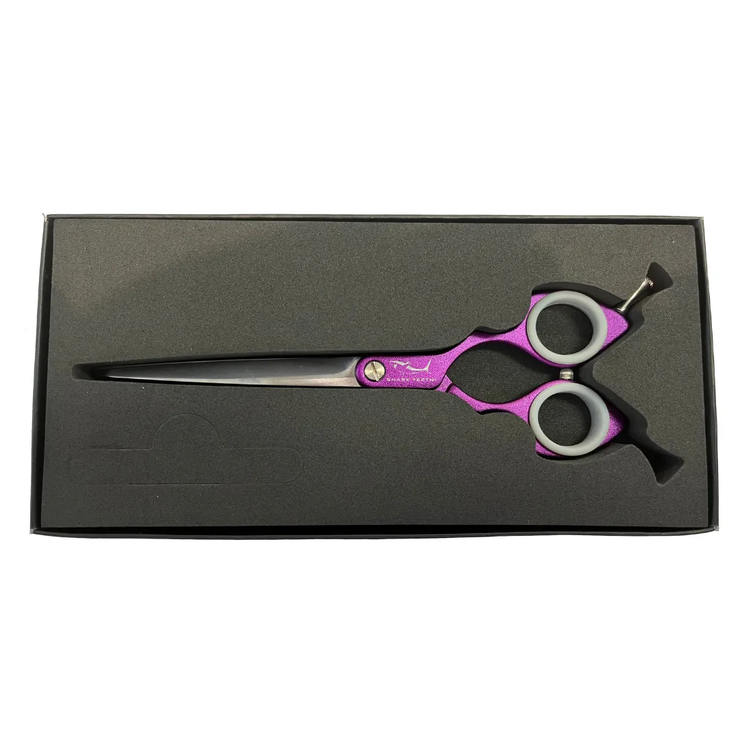 Shernbao Shark Teeth Straight Asian Fusion Scissors - 6.5" Purple