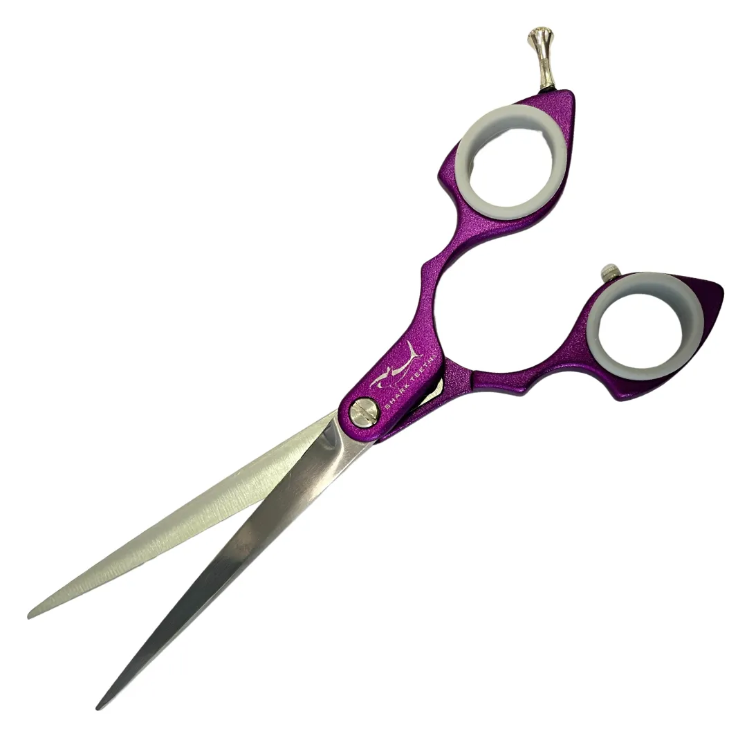 Shernbao Shark Teeth Straight Asian Fusion Scissors - 6.5" Purple