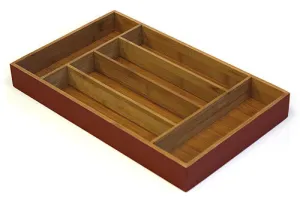Simply Bamboo Deep Burgundy Red 6 Compartment Bamboo Organizer Tray - 16.125"