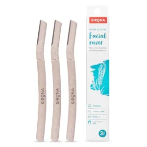 Sirona Face Razor for Women Facial Hair - Pack of 3 | Painless Facial Hair Removal | Eyebrow Shaper | For Eyebrows, Upper Lip, Forehead, Peach Fuzz, Chin and Sideburns | Dermaplaning Tool