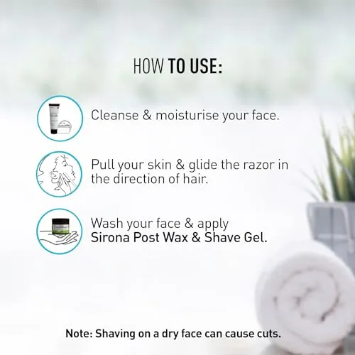 Sirona Face Razor for Women Facial Hair - Pack of 3 | Painless Facial Hair Removal | Eyebrow Shaper | For Eyebrows, Upper Lip, Forehead, Peach Fuzz, Chin and Sideburns | Dermaplaning Tool