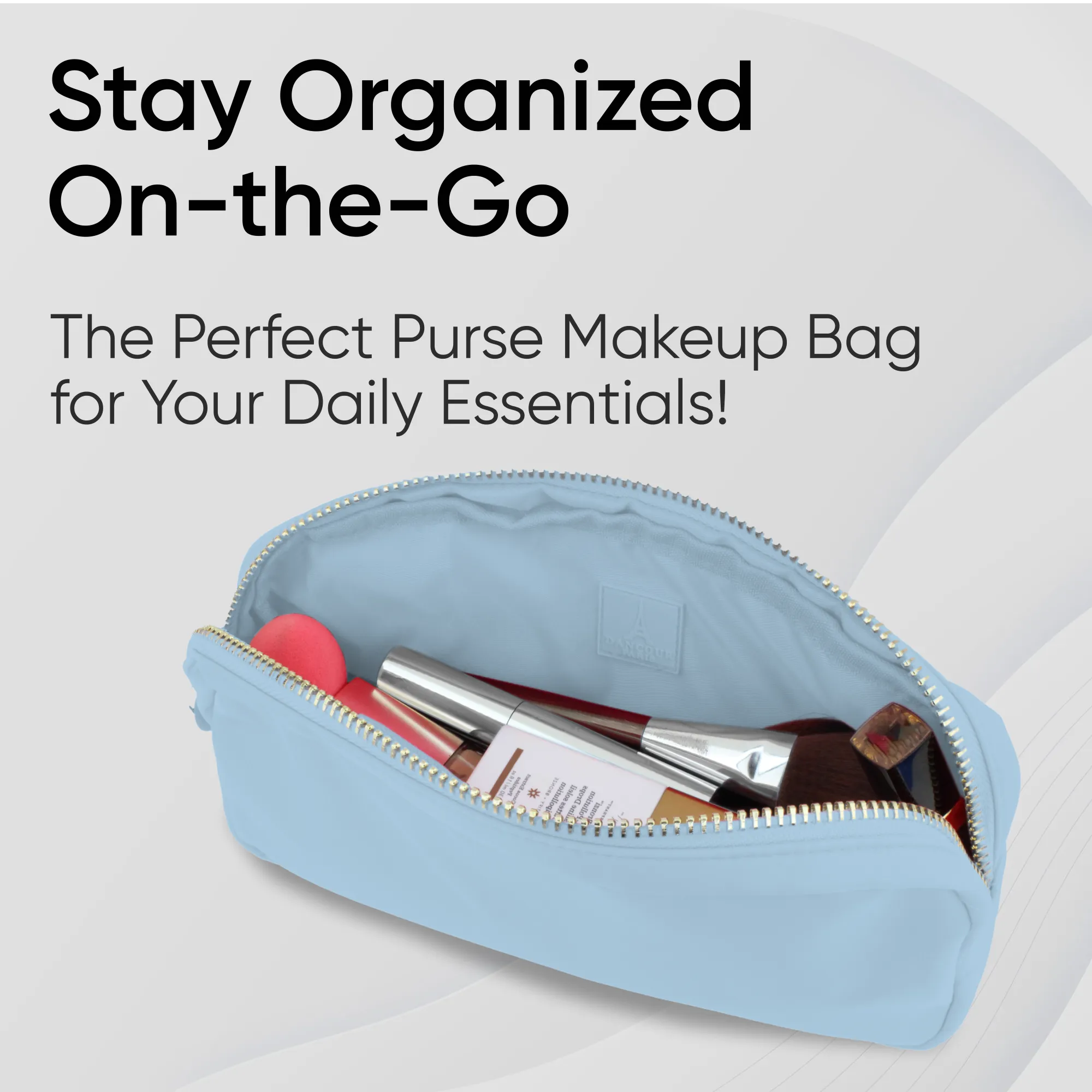 Small Makeup Bag For Purse - Blue Cosmetics Bag For Women - Travel Toiletry Bag