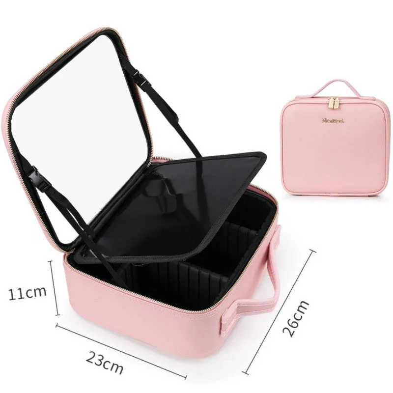 Smart LED Cosmetic Case with Mirror: Large Capacity, Fashionable, Portable Storage Bag - Travel Makeup Bags