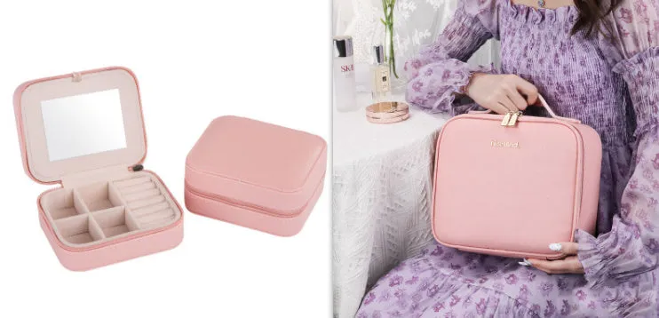Smart LED Cosmetic Case with Mirror: Large Capacity, Fashionable, Portable Storage Bag - Travel Makeup Bags