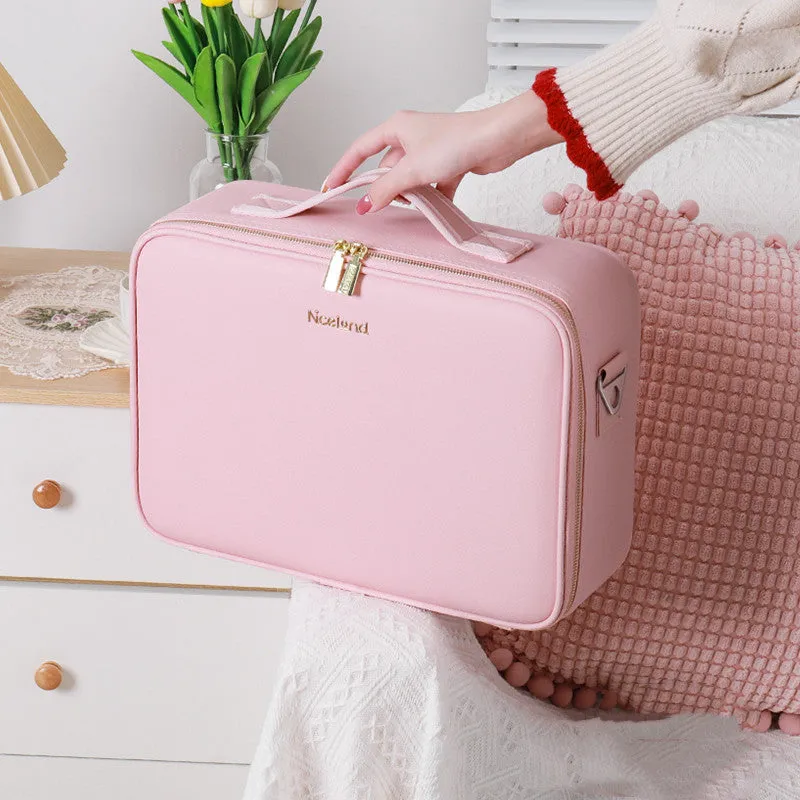 Smart LED Cosmetic Case with Mirror: Large Capacity, Fashionable, Portable Storage Bag - Travel Makeup Bags