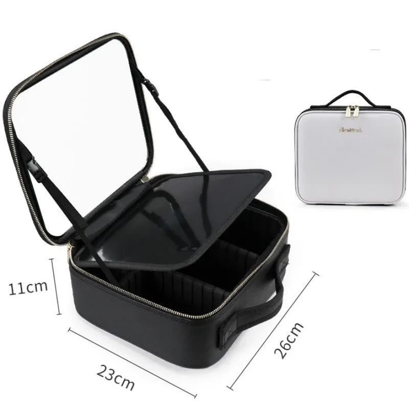 Smart LED Cosmetic Case with Mirror: Large Capacity, Fashionable, Portable Storage Bag - Travel Makeup Bags