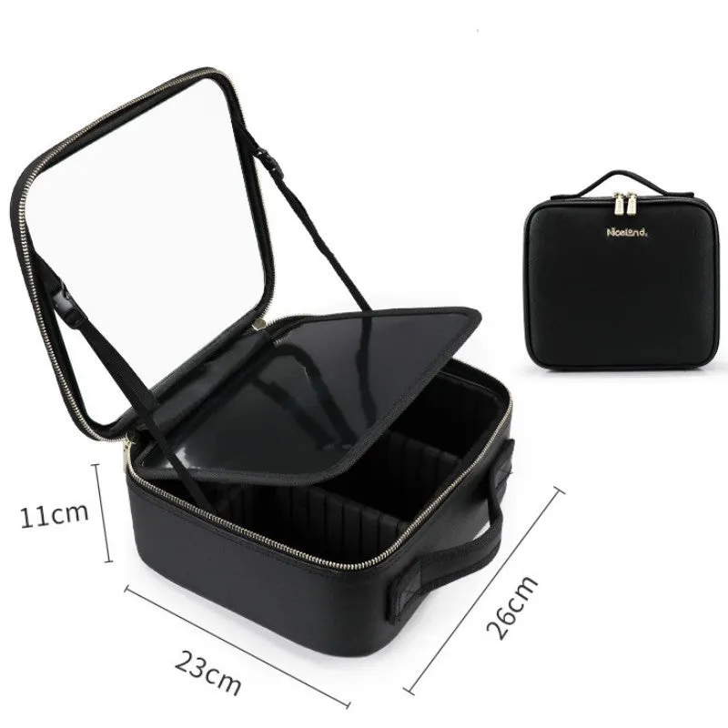 Smart LED Cosmetic Case with Mirror: Large Capacity, Fashionable, Portable Storage Bag - Travel Makeup Bags
